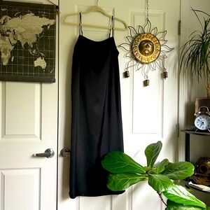 Black Silky Tea Length Dress